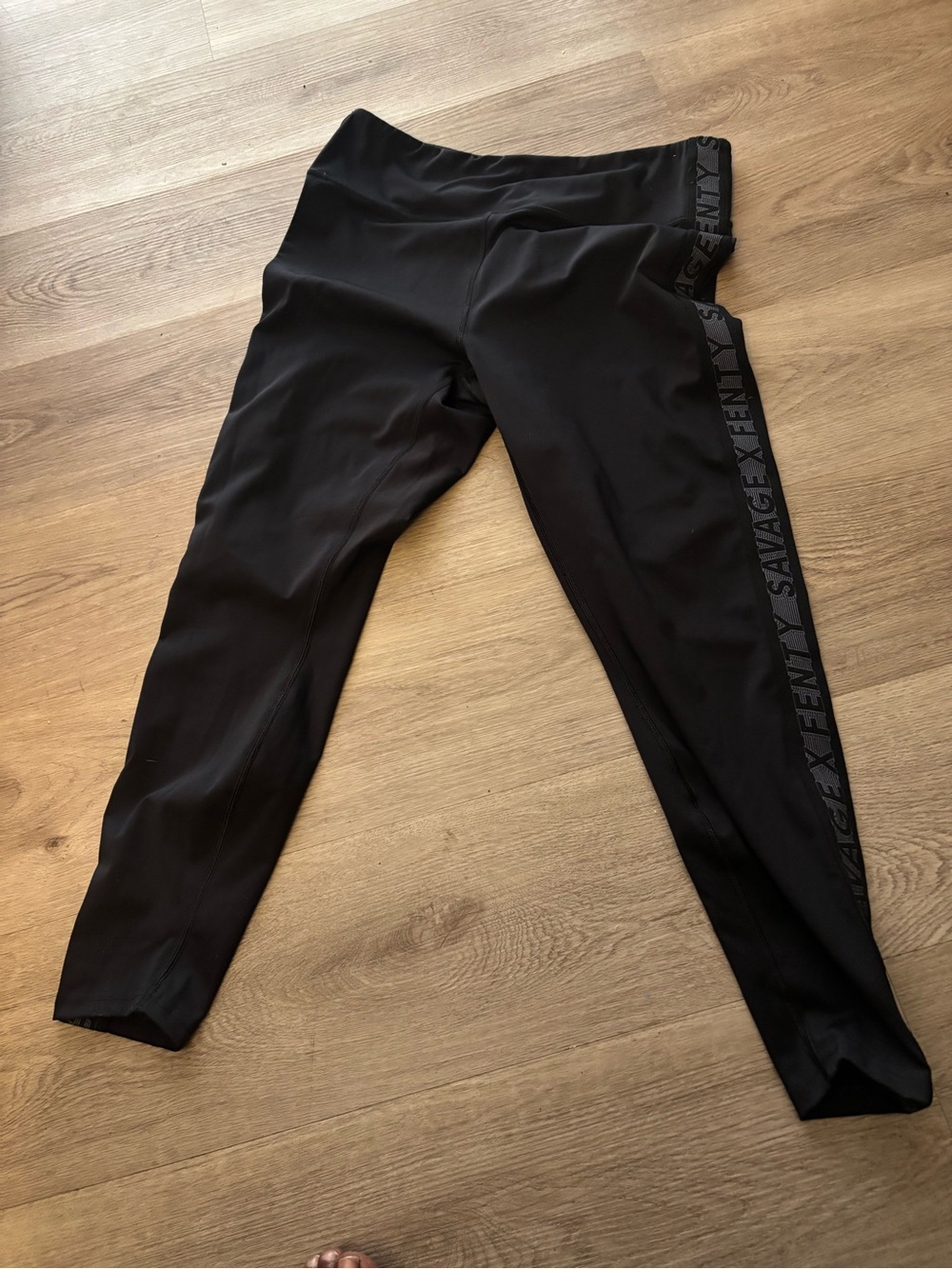 Savage X Fenty Black Leggings with Logo Print